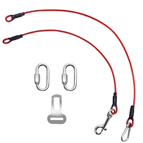 Sonku Cinturón de Seguridad para Coche para Perros, 2 Piezas, a Prueba de Cable de Acero, cinturón de Seguridad para vehículos, Apto para Perros pequeños, medianos, Grandes y extragrandes, Color Rojo