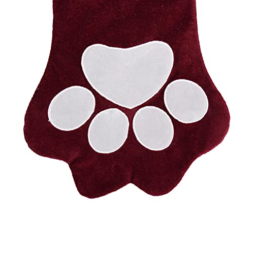 Sopacheer Calcetín Navideño con Pata de Perro Calcetín Navideño Bordado Personalizado, Calcetín con Forma de Pata Bordada con Nombre de Mascota para la Decoración de Fiestas Navideñas Familiares