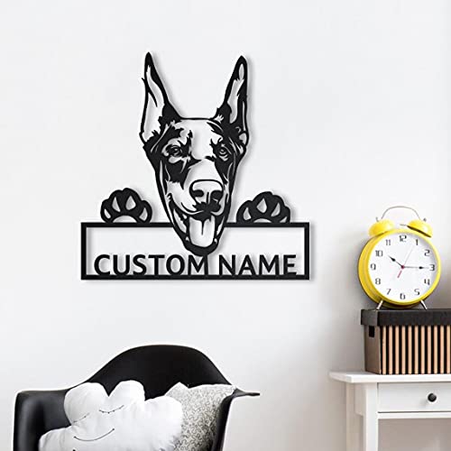 SOULSIS Personalizado Doberman Dog de Madera Sign Art | Letrero de de Madera Personalizado para Perros Doberman | Regalos Divertidos del Perro del Doberman | Regalo de Perro | Animal Personalizado