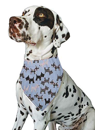 Spoilt Rotten Pets Scottie Dog Design Sky Blue Bandana. Tamaño Mediano/Grande para Cuello de 17 a 22 Pulgadas. Cualquier Nombre o Nombre Nick Bordado Gratis