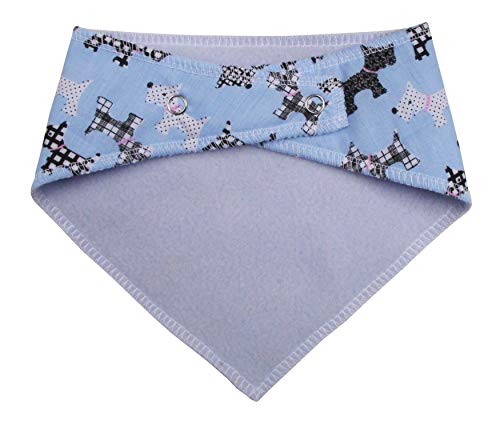 Spoilt Rotten Pets Scottie Dog Design Sky Blue Bandana. Tamaño Mediano/Grande para Cuello de 17 a 22 Pulgadas. Cualquier Nombre o Nombre Nick Bordado Gratis