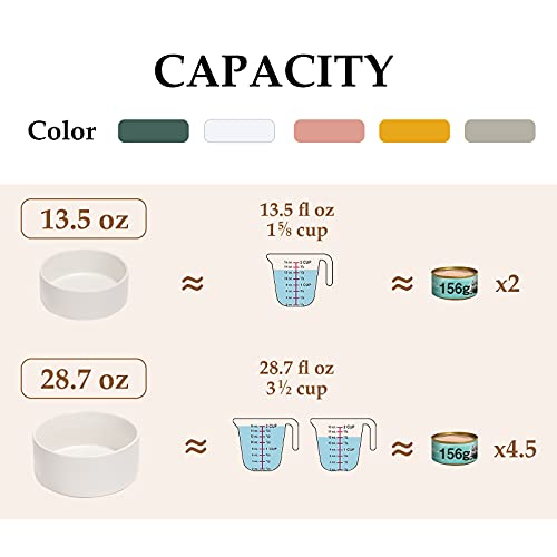 SPUNKYJUNKY Cuencos para Mascotas Hechos de cerámica, y un Soporte de bambú con esmaltado Mate Antideslizante, un Set Completo para Comida y Agua diseñado para Gatitos, Perros pequeños y medianos