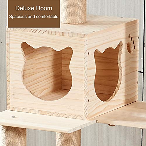 SSCYHT Árbol para Gatos, Torre Madera para Gatos, Centro Actividades para Gatos, Poste Rascador, Casa Juegos para Mascotas con Bola Colgante, Diseño Cápsula Espacial