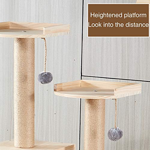 SSCYHT Árbol para Gatos, Torre Madera para Gatos, Centro Actividades para Gatos, Poste Rascador, Casa Juegos para Mascotas con Bola Colgante, Diseño Cápsula Espacial