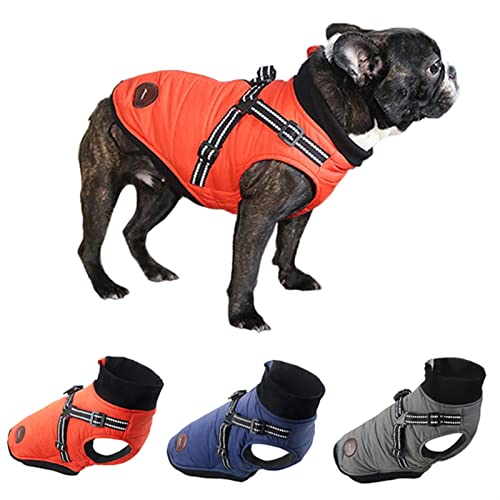 `Star Empty Ropa de perro, Chaqueta de bulldog francés con arnés invierno ropa de perro caliente for pequeños perros medianos a prueba de agua abrigo de mascota chihuahua pug trajes de peluche Mascota