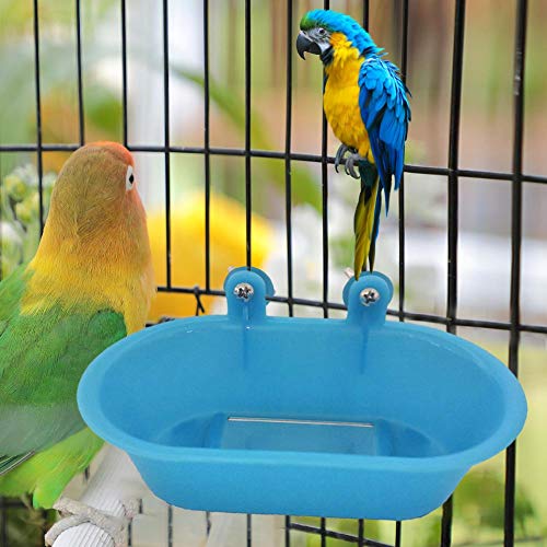 starter Bañera para Pájaros con Espejo para Jaula, bañera automática Parrot con Grifo, Ducha para pájaros, comedero para bebederos, Cuenco para Mascotas, Periquito, Loro Mediano, cacatúa