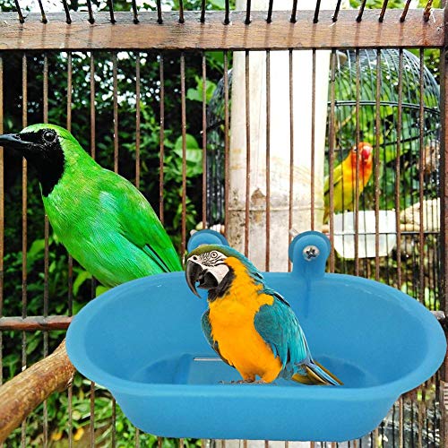 starter Bañera para Pájaros con Espejo para Jaula, bañera automática Parrot con Grifo, Ducha para pájaros, comedero para bebederos, Cuenco para Mascotas, Periquito, Loro Mediano, cacatúa