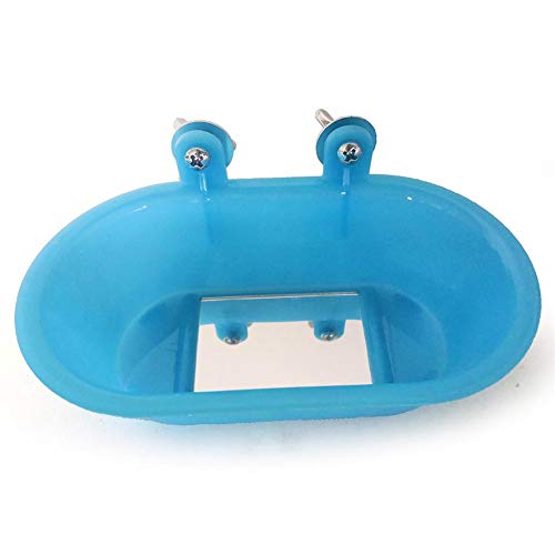 starter Bañera para Pájaros con Espejo para Jaula, bañera automática Parrot con Grifo, Ducha para pájaros, comedero para bebederos, Cuenco para Mascotas, Periquito, Loro Mediano, cacatúa