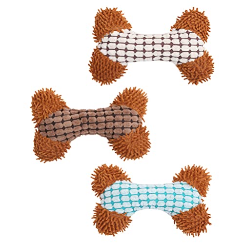 STOBOK 3 Unids Perro Morder Juguetes Hueso Forma de Hueso Perro Muñeca Squeaky Muñeca Pet Peluche Molar Juguete Portátil Muela de Juguetes Juguetes de Sonido Ejercicio Dental para