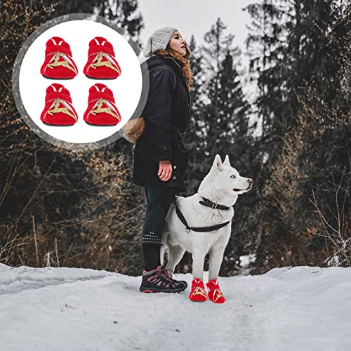 STOBOK 4 Unids Botas de Perro de Navidad Botas de Nieve a Prueba de Nieve Zapatos Antideslizantes para Perros Botas de Lluvia Invierno Botas de Abrigo para Pequeños Perros Medianos Y