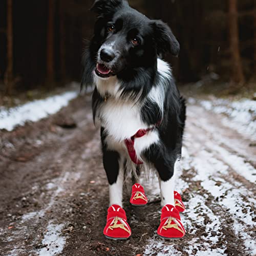 STOBOK 4 Unids Botas de Perro de Navidad Botas de Nieve a Prueba de Nieve Zapatos Antideslizantes para Perros Botas de Lluvia Invierno Botas de Abrigo para Pequeños Perros Medianos Y