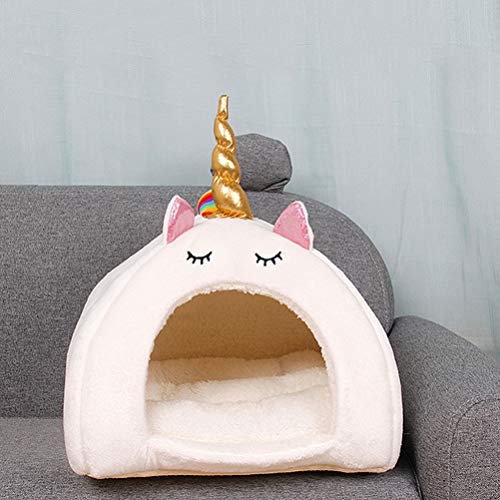 STOBOK Unicornio Mascota Cama Calentamiento Hamster Mice Rat Llush Casa Nido para Pequeño Pastito Perrito Conejo Ardilla Cama para Dormir L