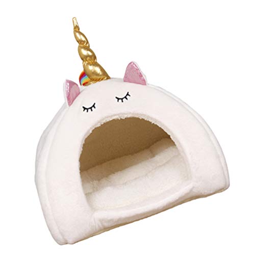 STOBOK Unicornio Mascota Cama Calentamiento Hamster Mice Rat Llush Casa Nido para Pequeño Pastito Perrito Conejo Ardilla Cama para Dormir L