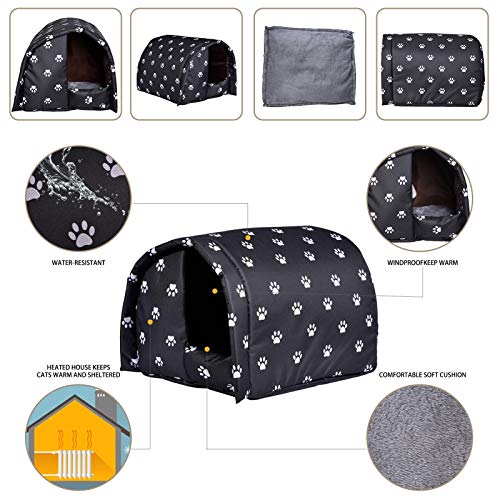 Stronrive Caseta para Gato/Perros Exterior, Caseta Impermeable para Perros, Casa para Perros Interior Al Aire Libre Refugio para Cachorros, Refugio Plegable con Forro De Esponja