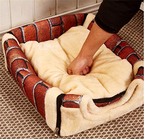 Suave y cálido patrón de estrellas 2 en 1 cama antideslizante para perros y gatos, cama plegable para invierno, suave y acogedo