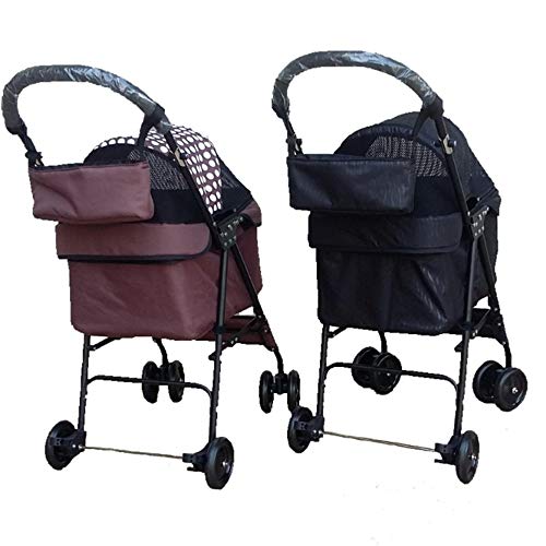 SuDeLLong Carrito para Perros Cochecito del Animal doméstico de Perrito del Gato Carro portátil rápido Plegable de Cuatro Ruedas del Recorrido al Aire Libre (Color : Coffee, Size : 50x90x31cm)