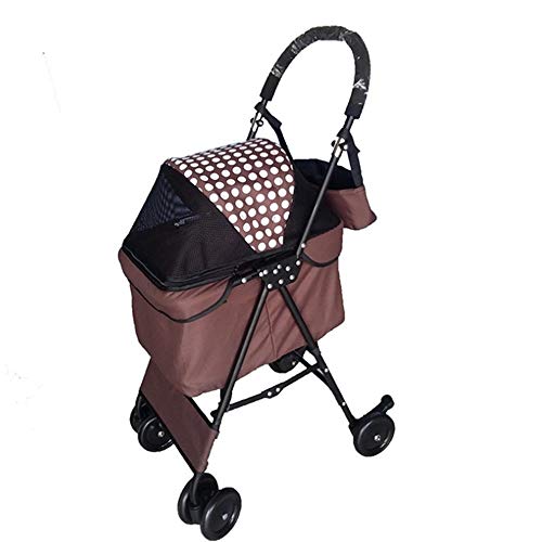 SuDeLLong Carrito para Perros Cochecito del Animal doméstico de Perrito del Gato Carro portátil rápido Plegable de Cuatro Ruedas del Recorrido al Aire Libre (Color : Coffee, Size : 50x90x31cm)