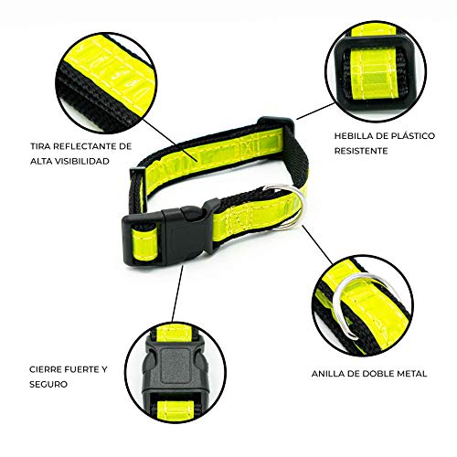 SUDEPETS Collar para Perros Reflectante con dispensador Bolsas cacas - Collares Ajustables para Perros pequeños ,medianos y Grandes