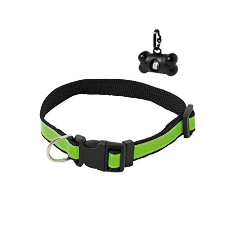 SUDEPETS Collar para Perros Reflectante con dispensador Bolsas cacas - Collares Ajustables para Perros pequeños ,medianos y Grandes