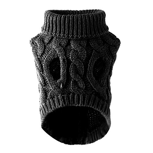 Suéter de punto de cuello alto para perros y mascotas, abrigo de punto para calentadores de invierno, ropa de ganchillo para perros pequeños, medianos y grandes, cachorros, gatos (M, negro)