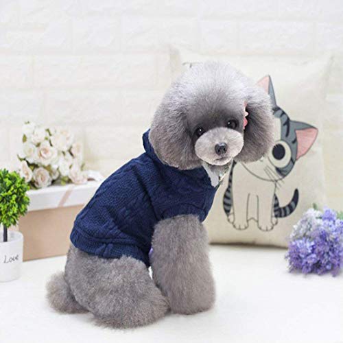 Suéter para Perros Ropa Sudadera con Capucha Suéter de Lana Gorra Invierno Cálido Suéter de Cuello Alto Abrigo de Lana para Perro Pequeño Mediano Gato