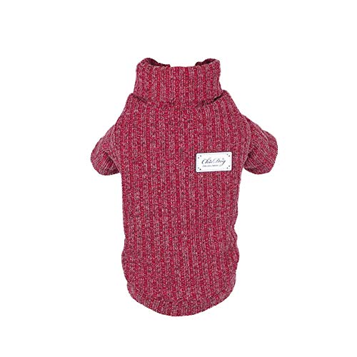 Suéter Perro,Abrigo Sudadera Ropa Mascotas Invierno,Jersey para Perros y Gatos,Traje Perro,Acogedor Suéter de Cuello Alto para Mascotas,Suéter de Punto para Perro Pequeño Perrito Gatito Gato Rojo XS