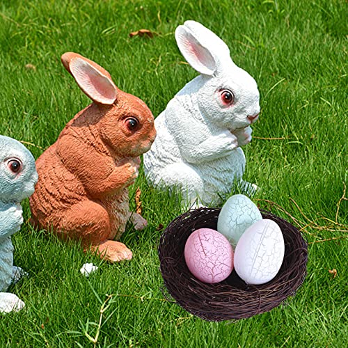 SUFUBAI 2 juegos de nido de pájaro de Pascua artificial con huevos claros, nido de pájaro decorativo iluminado huevos de pájaro para Pascua interior y exterior jardín decoración de patio