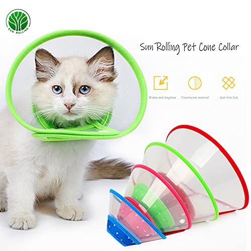 SUN ROLLING Collar de cono para perro, collar de recuperación de mascotas ajustable después de la cirugía, curación de heridas de lamido, cuello de borde suave de plástico caramelo color perro y gato.