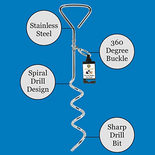 SunGrow Estaca De Correa De Acero, Diseño De Taladro en Espiral, Sólida, Fácil De Usar, 1 Pieza