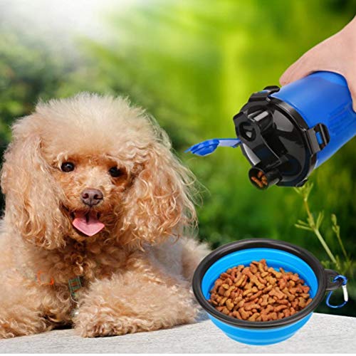 Sunshine smile Comida para Perros 2 en 1,Portatil Envase Comida para Perros,Botella para Perros,Botella de Agua para Perros,Envase de Comida para Perros(Naranja)