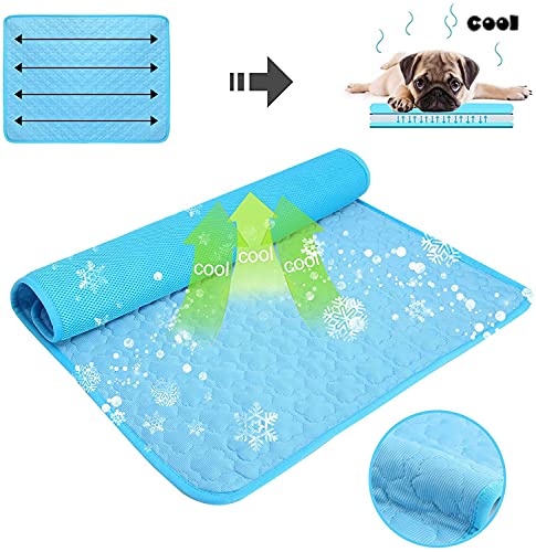 Sunshine smile Esterilla de Refrigeración para Perros,100*70 cm Pet Cooling Mat,Esterilla para Perros Refrigerante,Esterilla Refrigerante Perros,Alfombra Refrescante para Perros,Cama Refrescante Perro