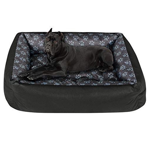 SuperKissen24. Cama para Perros, sofá para Mascotas, para Perros pequeños, medianos y Grandes, Lavable, tamaño L, Negro y Gris, Patas de Lino 5907501897649, Multicolor, 95 x 75 cm (1 Unidad)