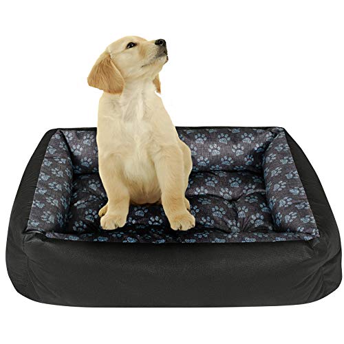 SuperKissen24. Cama para Perros, sofá para Mascotas, para Perros pequeños, medianos y Grandes, Lavable, tamaño L, Negro y Gris, Patas de Lino 5907501897649, Multicolor, 95 x 75 cm (1 Unidad)