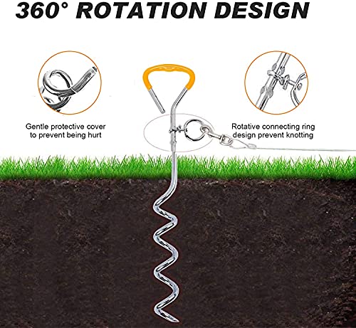 Supet Estaca Perro para Yard 8mm x 40cm Soporta Pesados Lazo Cable de Salida de Correa de Cadena para Perros hasta 40 kg