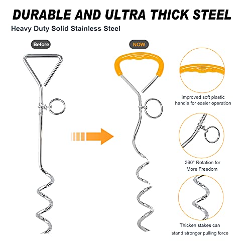 Supet Juego de estaca de Acero Inoxidable con Punta en Espiral y Correa para Atar al Perro en Exteriores, Correa de 3/5/10 m, para Perros pequeños y medianos