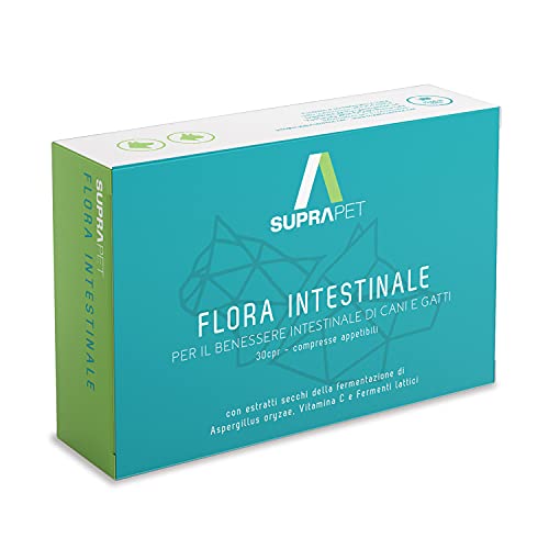 Suprapet, Flora Intestinal para Perros y Gatos 30 comprimidos - Alimento Complementario Natural con Fermentos Lácticos, Probióticos, Vitamina C para Intestino, Flora Bacteriana y Defensas Inmunes