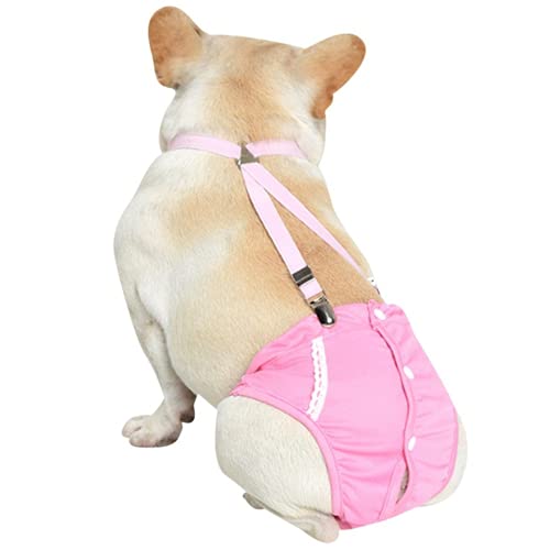 supredog Pantalones cortos para perros, pañales caninos, pantalones fisiológicos, ropa interior lavable para mascotas, bragas sanitarias para perros pequeños y medianos (XL, rosa)