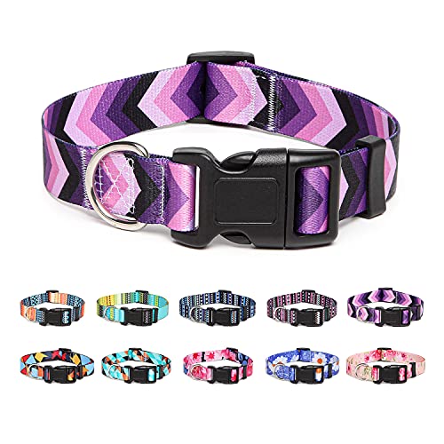 Suredoo Collar Perro, Ajustable y Resistente con Patrones de Moda, Collar Nylon Cómodos para Perros Pequeños Medianos Grandes, Cachorros (S, Flecha)