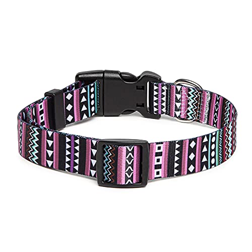 Suredoo Collar Perro, Ajustable y Resistente con Patrones de Moda, Collar Nylon Cómodos para Perros Pequeños Medianos Grandes, Cachorros (S, Púrpura)