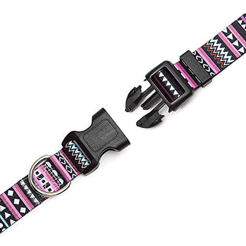 Suredoo Collar Perro, Ajustable y Resistente con Patrones de Moda, Collar Nylon Cómodos para Perros Pequeños Medianos Grandes, Cachorros (S, Púrpura)