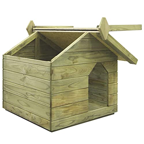 Susany Casas de Perros para Jardín Tejado Abatible Caseta de Exterior para Perros,Apertura de Techo,Impermeable y Resistente Intemperie y Putrefacción,Madera Pino Impregnada 74 x 78,5 x 61,5 cm