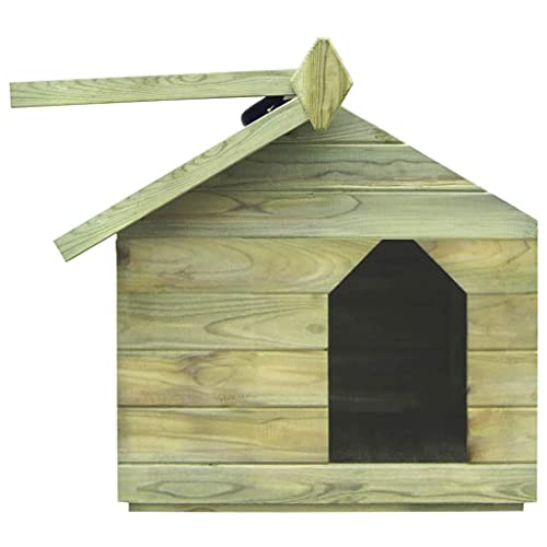 Susany Casas de Perros para Jardín Tejado Abatible Caseta de Exterior para Perros,Apertura de Techo,Impermeable y Resistente Intemperie y Putrefacción,Madera Pino Impregnada 74 x 78,5 x 61,5 cm