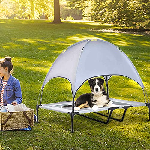 Sweety Cuna elevada para Perros Mediana con Dosel extraíble Carpa elevada para Cama para Mascotas, sombrilla portátil para Acampar en la Playa, Suministros para Exteriores