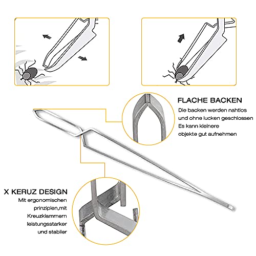 Swetup Quita Garrapatas, 7 Pieza Pinzas para Garrapatas, Herramientas para Eliminar Garrapatas, Pinzas para Garrapatas con Lupa y Caja de Almacenaje para Perros, Gatos, Caballos, Conejos, Personas