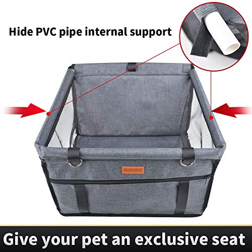 SWIHELP Bolsa de Transporte para Mascotas, Asiento del Coche de Seguridad para Mascotas Perro Gato Plegable Lavable Viaje Bolsas y Otra Mascota Pequeña con Cremallera Bolsillo[ Gris]