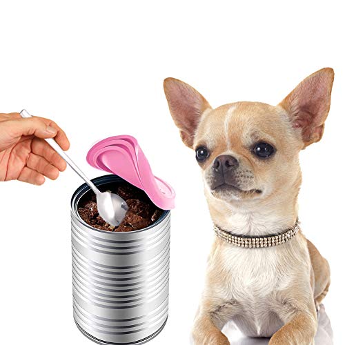 SwirlColor Tapas Latas Gato, Tapas de Estaño para Mascotas Cubiertas de Silicona para Comida para Perros de Gato 3 Piezas, con Cuchara de Acero Inoxidable 1 Piezas, Gancho Transparente 1 Piezas