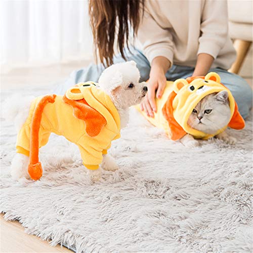 SXDY Disfraz de Rey León para Mascota, Material de Terciopelo Coral, Escote Exquisito, Abrochado con botón a presión, Suave y cómodo, para Perros pequeños como Gatos y Perros