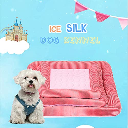 SXXYZY Alfombra de verano para mascotas, cojín de hielo suave, para perros pequeños, lavable, cesta para gatos Chihuahua, cojín de peluche para mascotas (color: A, tamaño: grande)