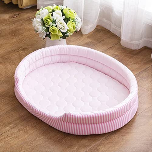 SXXYZY Cama para mascotas para gatos, perro, seda, rayas frescas, para verano, para gatos pequeños, medianos y pequeños, accesorios lavables para mascotas (color: A)