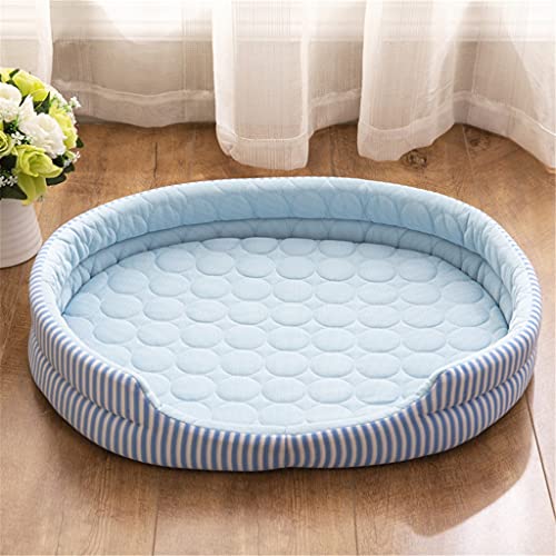 SXXYZY Cama para mascotas para gatos, perro, seda, rayas frescas, para verano, para gatos pequeños, medianos y pequeños, accesorios lavables para mascotas (color: A)